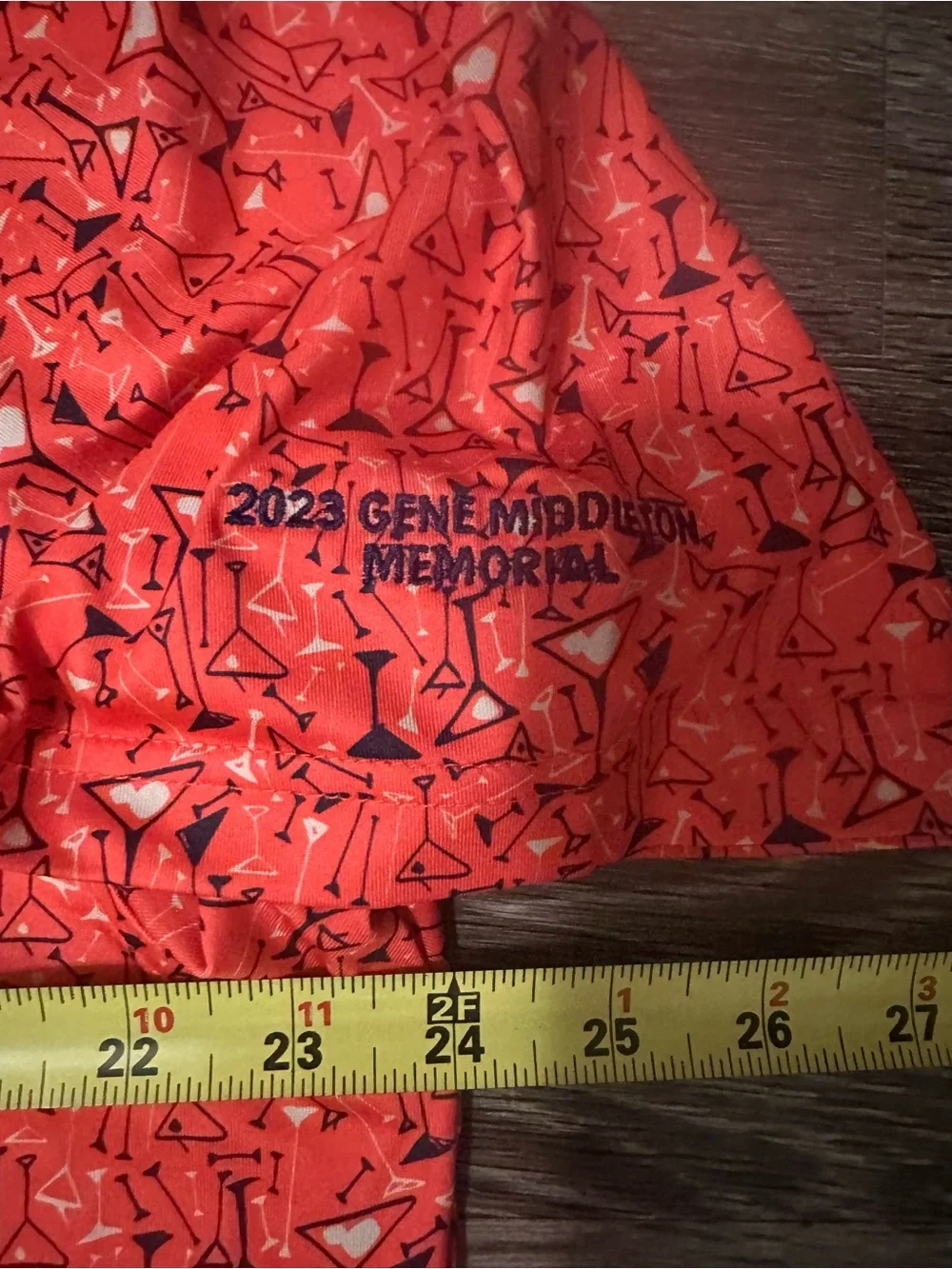 Randy Watkins Golf Group Men's L Orange Martini Graphic Print Stretch Polo